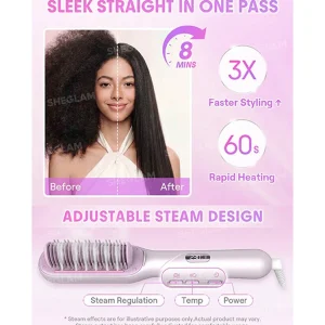 انواع لوازم آرایشی و مکمل ها برس حرارتی بخاردار شیگلم مدل Hydra Shot Steam Straightening Brush Pro